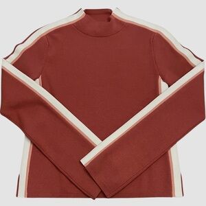 Veronica Beard Retha Sweater Women’s Terracotta Mock Neck Side Stripe Size XS